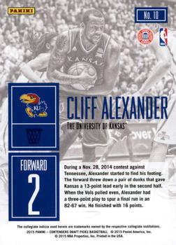 2015 Panini Contenders Draft Picks - Game Day #10 Cliff Alexander Back