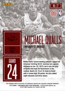 2015 Panini Contenders Draft Picks - Game Day #27 Michael Qualls Back