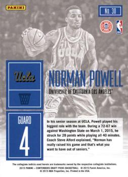 Norman Powell player worn jersey patch basketball card (UCLA Bruins) 2015  Panini Team Collection #NPUCL