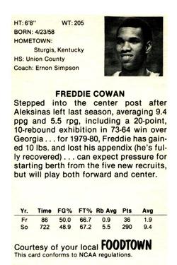 1979-80 Foodtown Kentucky Wildcats #6 Fred Cowan Back