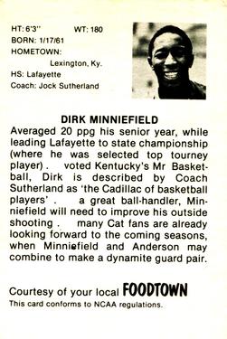 1979-80 Foodtown Kentucky Wildcats #10 Dirk Minniefield Back