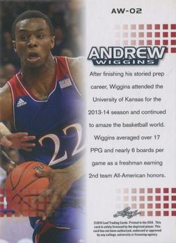2014 Leaf Naltional Exclusive Andrew Wiggins Rookie - Autographs #AW-02 Andrew Wiggins Back