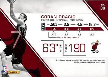 2015-16 Panini Prestige #80 Goran Dragic Back