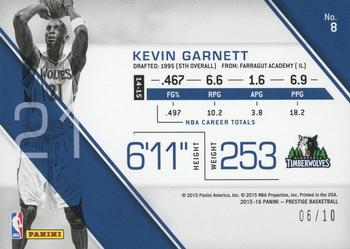 2015-16 Panini Prestige - Bonus Shots Gold #8 Kevin Garnett Back