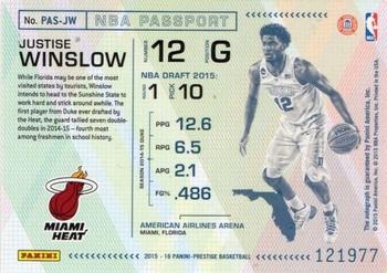 2015-16 Panini Prestige - NBA Passport #PAS-JW Justise Winslow Back
