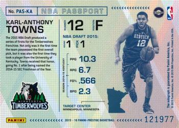 2015-16 Panini Prestige - NBA Passport #PAS-KA Karl-Anthony Towns Back
