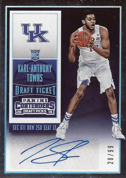 2015 Panini Contenders Draft Picks - Draft Ticket #124a Karl-Anthony Towns Front