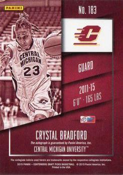 2015 Panini Contenders Draft Picks - Draft Ticket #183 Crystal Bradford Back
