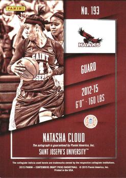 2015 Panini Contenders Draft Picks - Draft Ticket #193 Natasha Cloud Back
