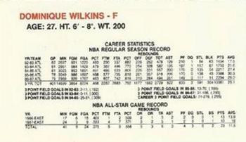 1987-88 Pizza Hut Atlanta Hawks  #15 Dominique Wilkins Back