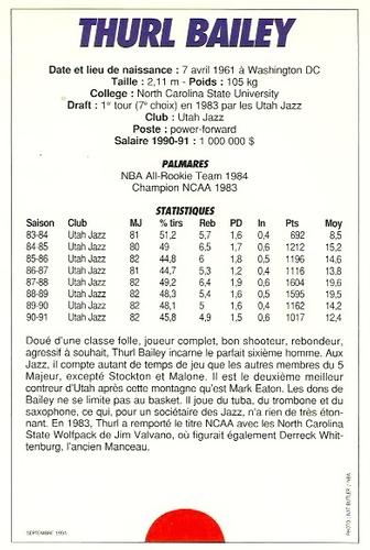 1991-93 5 Majeur Magazine France #NNO Thurl Bailey Back