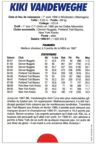 1991-93 5 Majeur Magazine France #NNO Kiki Vandeweghe Back