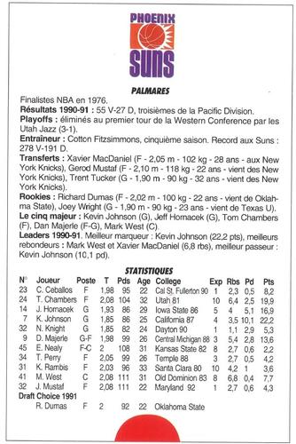 1991-93 5 Majeur Magazine France #NNO Phoenix Suns Back