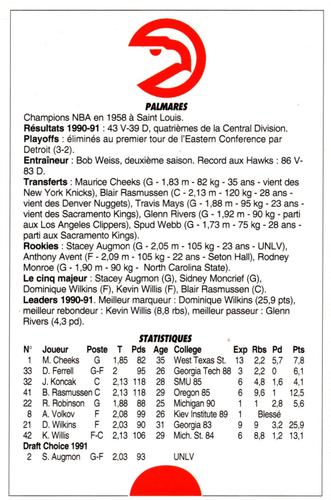 1991-93 5 Majeur Magazine France #NNO Atlanta Hawks Back