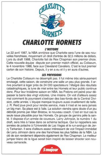 1991-93 5 Majeur Magazine France #NNO Charlotte Hornets Front