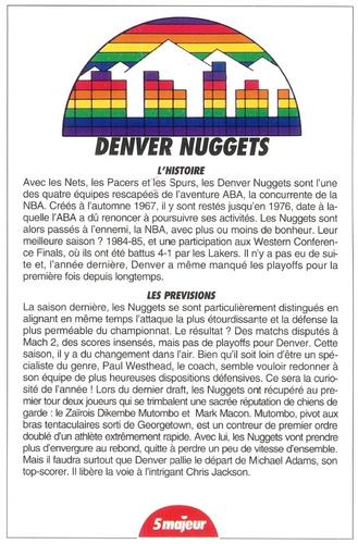 1991-93 5 Majeur Magazine France #NNO Denver Nuggets Front