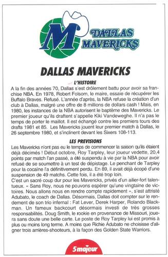 1991-93 5 Majeur Magazine France #NNO Dallas Mavericks Front