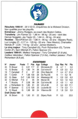 1991-93 5 Majeur Magazine France #NNO Minnesota Timberwolves Back