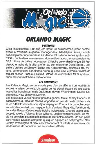 1991-93 5 Majeur Magazine France #NNO Orlando Magic Front