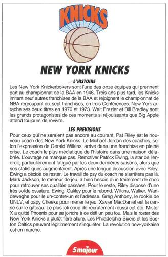 1991-93 5 Majeur Magazine France #NNO New York Knicks Front