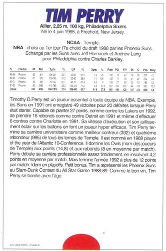 1991-93 5 Majeur Magazine France #NNO Tim Perry Back