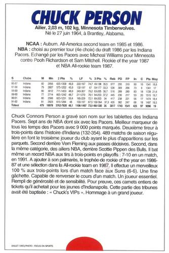 1991-93 5 Majeur Magazine France #NNO Chuck Person Back