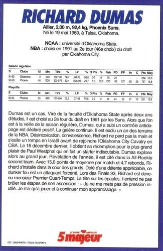 1991-93 5 Majeur Magazine France #NNO Richard Dumas Back