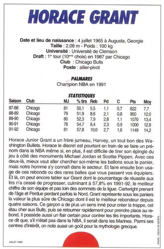 1991-93 5 Majeur Magazine France #NNO Horace Grant Back