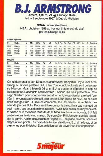 1991-93 5 Majeur Magazine France #NNO B.J. Armstrong Back