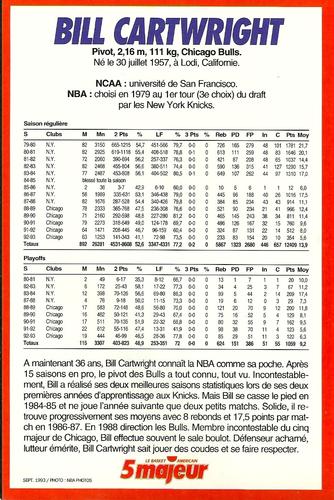 1991-93 5 Majeur Magazine France #NNO Bill Cartwright Back