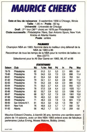 1991-93 5 Majeur Magazine France #NNO Maurice Cheeks Back