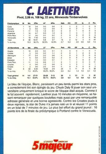1991-93 5 Majeur Magazine France #NNO Christian Laettner Back