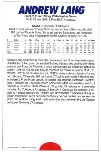 1991-93 5 Majeur Magazine France #NNO Andrew Lang Back