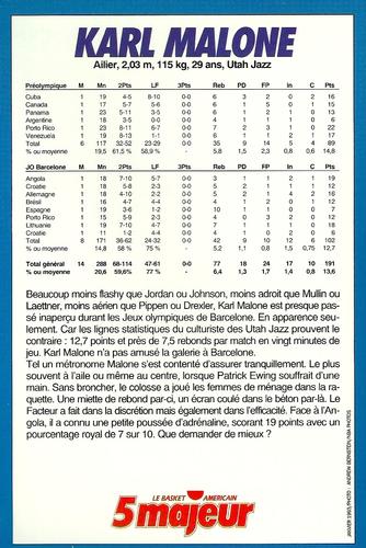 1991-93 5 Majeur Magazine France #NNO Karl Malone Back