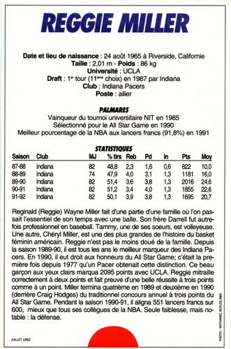 1991-93 5 Majeur Magazine France #NNO Reggie Miller Back