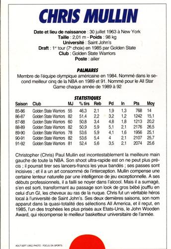 1991-93 5 Majeur Magazine France #NNO Chris Mullin Back