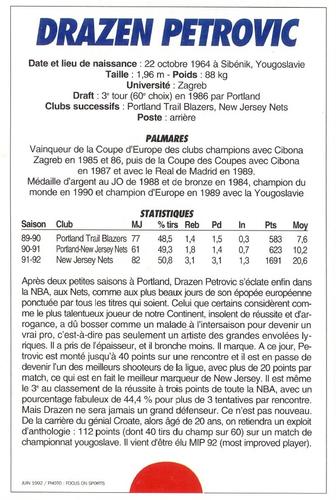 1991-93 5 Majeur Magazine France #NNO Drazen Petrovic Back