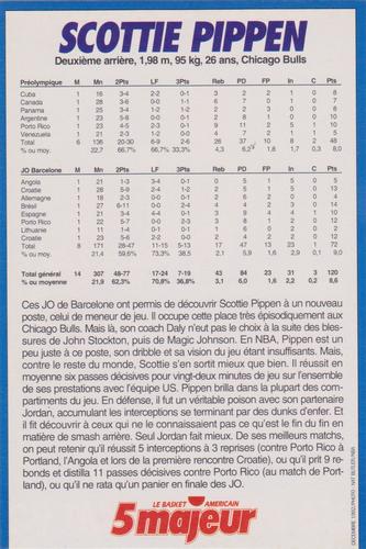 1991-93 5 Majeur Magazine France #NNO Scottie Pippen Back