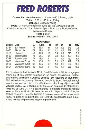 1991-93 5 Majeur Magazine France #NNO Fred Roberts Back