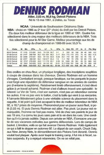 1991-93 5 Majeur Magazine France #NNO Dennis Rodman Back