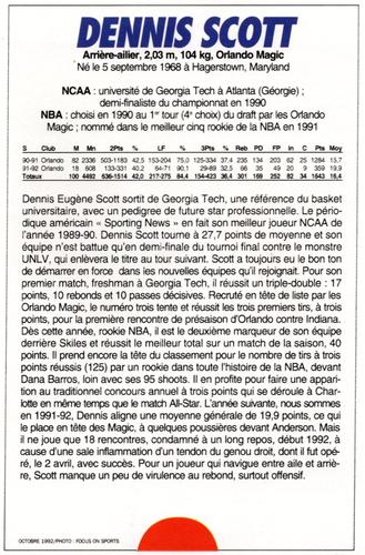 1991-93 5 Majeur Magazine France #NNO Dennis Scott Back