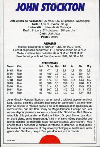 1991-93 5 Majeur Magazine France #NNO John Stockton Back