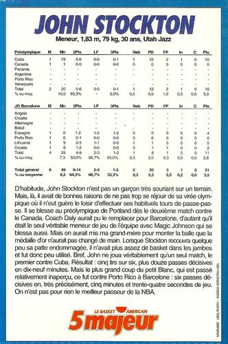 1991-93 5 Majeur Magazine France #NNO John Stockton Back