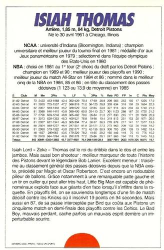 1991-93 5 Majeur Magazine France #NNO Isiah Thomas Back