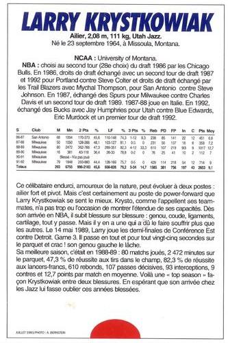 1991-93 5 Majeur Magazine France #NNO Larry Krystkowiak Back
