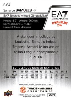 2015-16 Upper Deck Euroleague - Foil #E-64 Samardo Samuels Back