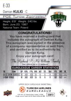 2015-16 Upper Deck Euroleague - Autographs #E-33 Damian Kulig Back