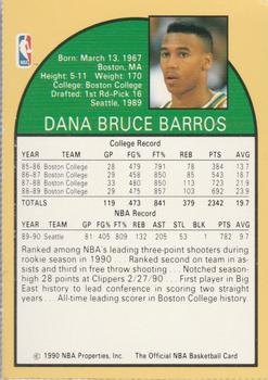 1990 Hoops Team Night Seattle SuperSonics #NNO Dana Barros Back