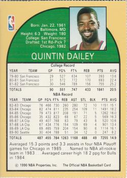 1990 Hoops Team Night Seattle SuperSonics #NNO Quintin Dailey Back