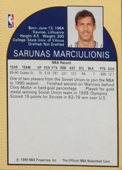 1990 Hoops Team Night Golden State Warriors #NNO Sarunas Marciulionis Back